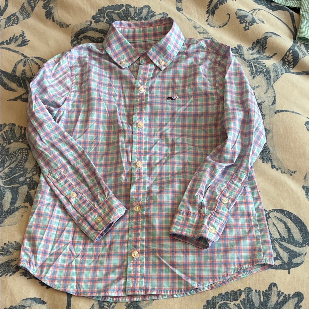 Vineyard Vines Kids Plaid Shirt - Pink, Blue, Green